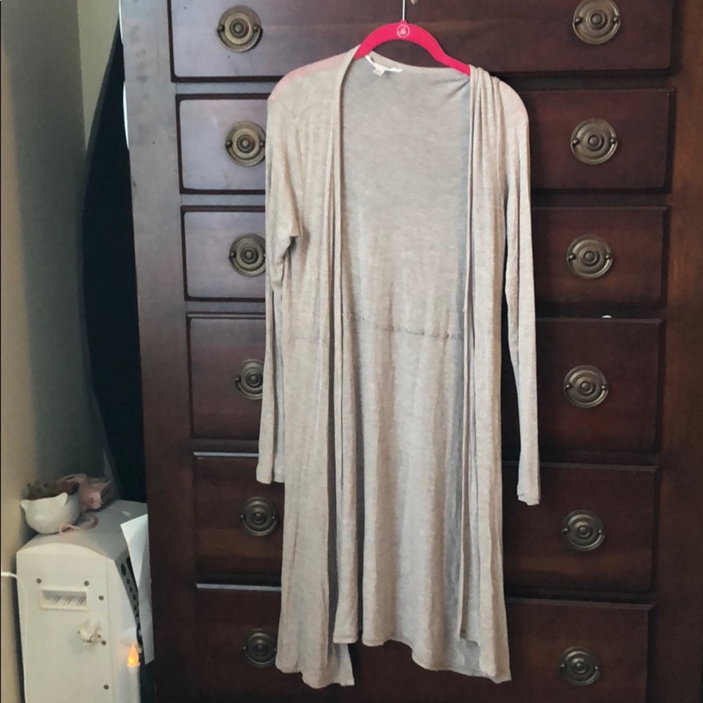 Tan cardigan, full length